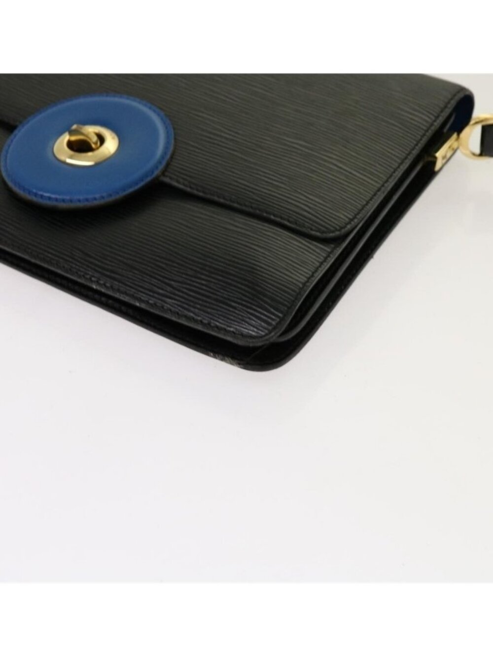 Authentic LOUIS VUITTON Epi Bicolor Free Run Shoulder Bag Black Blue M52415 LV - Picture 7 of 16